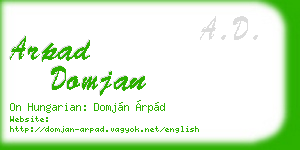 arpad domjan business card